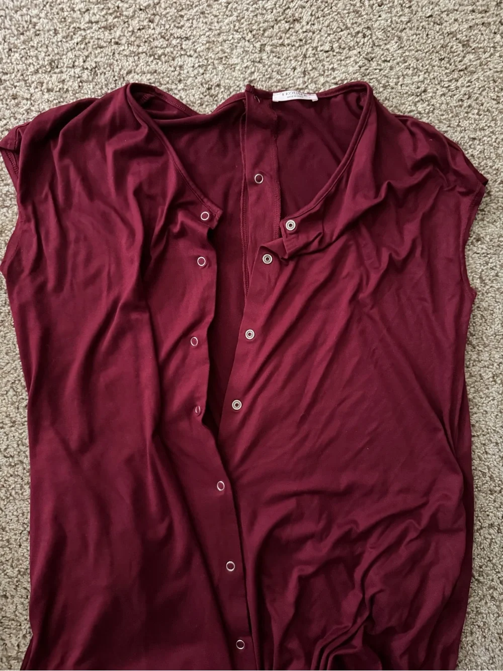 Button-Front Maternity & Nursing Nightgown in Burgundy